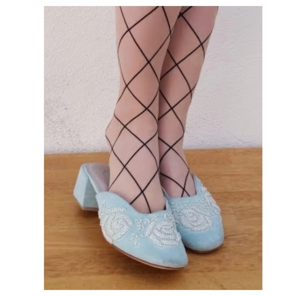 cupcakes & cashmere Blue Embellished Mules